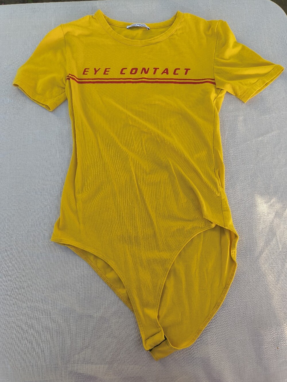 Zara Trafaluc Yellow & Red "Eye Contact" Bodysuit